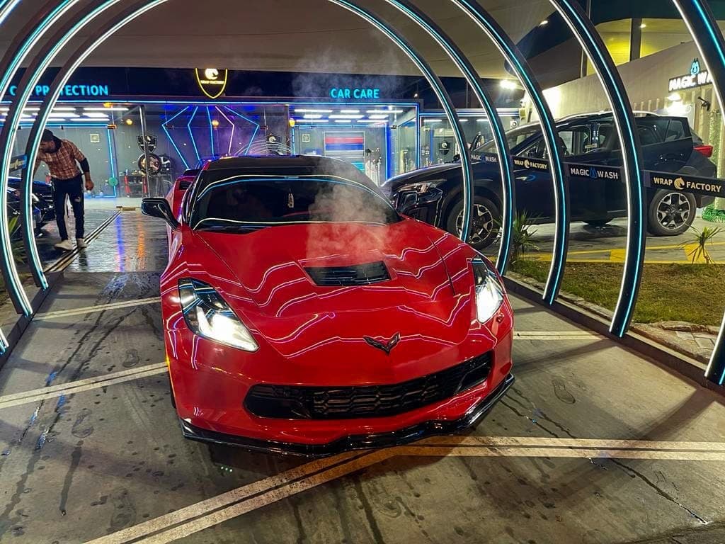 Corvette at the car care tunnel